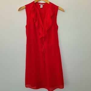 H&M Bright Red Sleeveless, Ruffle Collar Dress Casual, Summer, Party - Size 6